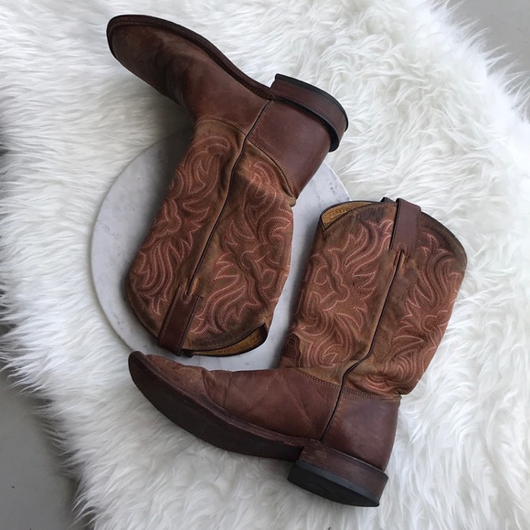 Tony Lama 100% Vaquero Square Toe Wingtip Boots - Picture 2 of 5